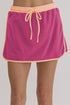 Color Contrast Loose Pullover and Lace-up Waist Skort Set